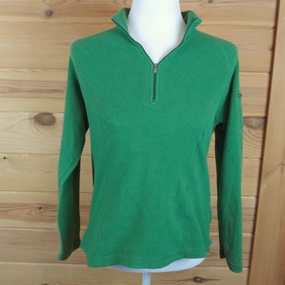 L.L.Bean Lime Green 1/4 Zip Fleece‎ Pullover Size Small